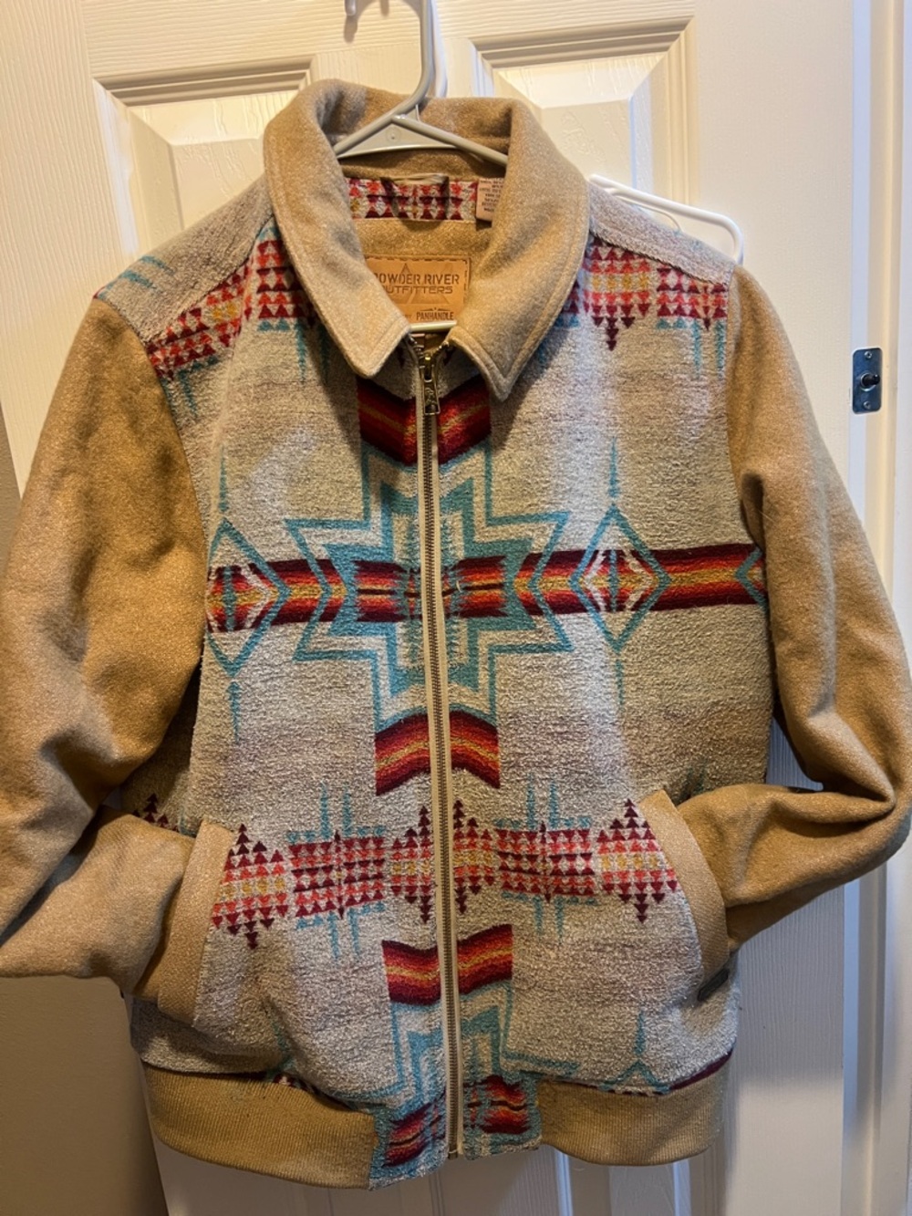 Powder River Aztec-Print Taupe Zip Jacket Panhandle Collection